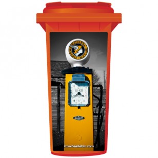 Retro Yellow Petrol Pump Wheelie Bin Sticker Panel